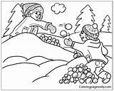 Kids Winter Snow Playing Pages Coloring Online Coloringpagesonly Color Printable Clip Sheets Fight sketch template