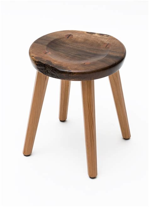 hearth stool  legs stool  scooped seat tapered octagonal