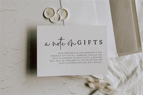 note  gifts card simply wedding template minimalist etsy