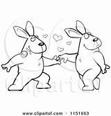 Rabbit Dancing Clipart Amorous Biting Character Rose Cartoon Female Thoman Cory Vector Outlined Coloring Royalty Couple 2021 sketch template
