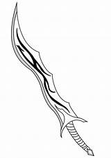 Sword Drawing Cool Draw Line Clipart Fantasy Knife Pedang Getdrawings Vector Leaf Transparent Dagger sketch template