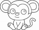 Monkey Coloring Clip Little Cute Clipart Baby Year Sweetclipart sketch template