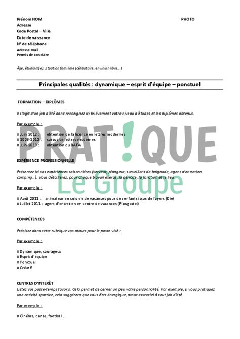 exemple de cv  etudiant  ans cv anonyme