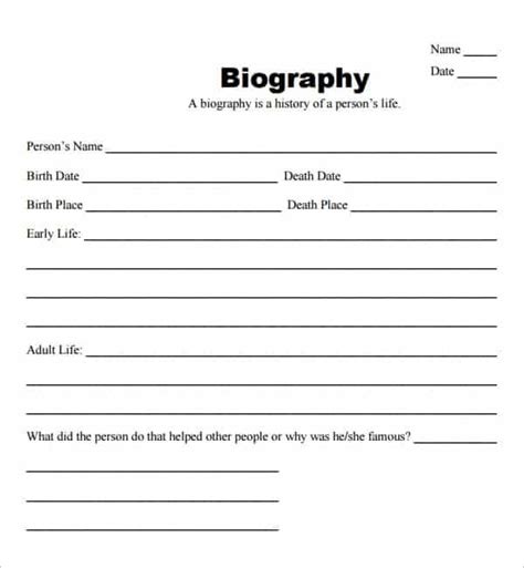 biography templates word excel  formats