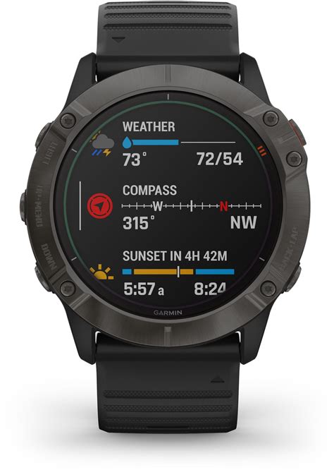 Garmin Fenix 6x Pro Solar Titanium Dlc Multisport Gps Smartwatch Black