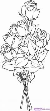 Roses Rose Draw Bouquet Drawing Flowers Bunch Flower Sketch Step Drawings Pencil Sketches Charcoal Clipart Easy Gamla Paintingvalley Simple Dragoart sketch template