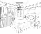 Bedroom Coloring Pages Sketch Furniture Room Printable Girls Bed Drawing Interior Perspective House Print Colour Sketches Template Adult Drawings Point sketch template
