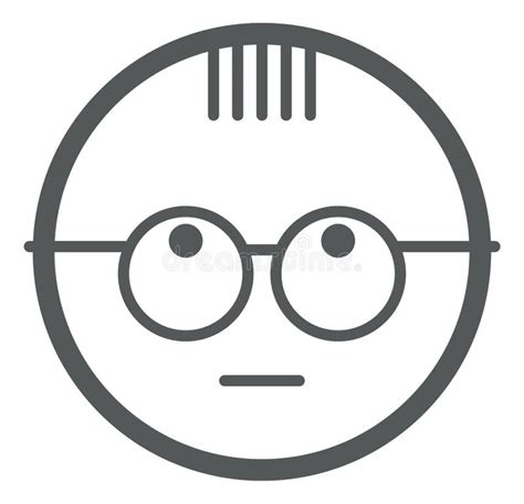 icone face dans les lunettes emoticon rond avec bande de cheveux bang