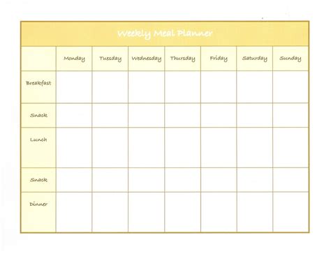 printable weekly meal planner templates kitty baby love