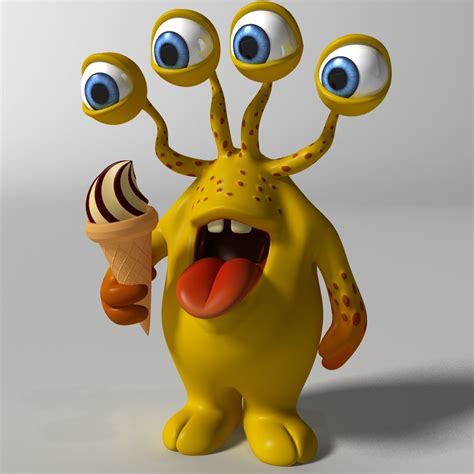 cute yellow monster rigged 3d turbosquid 1478656
