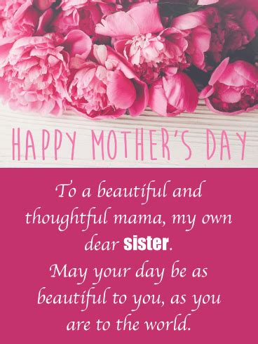 beautiful world happy mothers day card  sister happy mothers