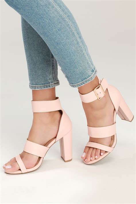 cute blush pink heeled sandals ankle strap heels pink heels lulus