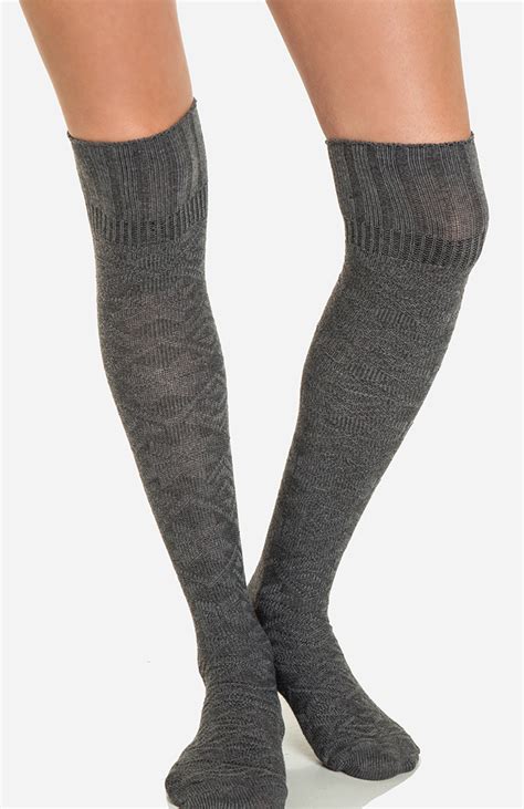 fair isle knee high socks in grey dailylook