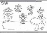 Five Coloring Little Pages Monkeys Jumping Bed Worksheets Template Counting Simple Super Printables Frogs Songs Kindergarten Song Supersimple Speckled sketch template