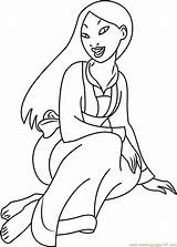 Mulan Coloring Pages Sitting Down Disney Coloringpages101 Color Getcolorings sketch template