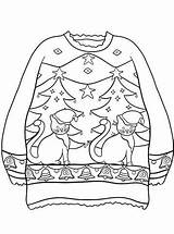 Sweater Foute Kerst Kersttrui Jumper Jumpers Malvorlage Ausmalbilder sketch template