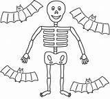 Skeleton Coloring Halloween Pages Bats Skeletons Bigactivities Worksheet Print Four Blank sketch template
