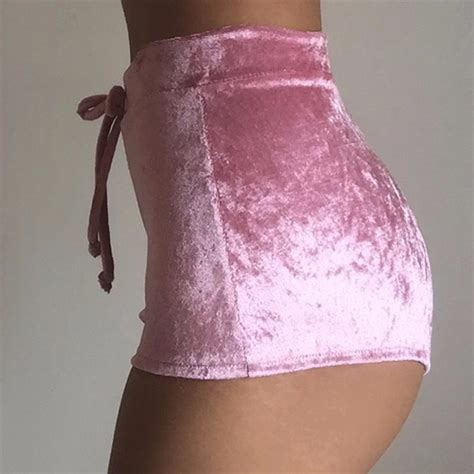 Sexy Pink Shorts Womens 2017 New Style Nightclub Party Black Velvet