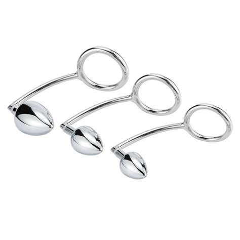 Stainless Steel Anal Hook With 3 Size Big Anal Beads Cock Ring Metal