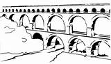 Aqueduct Coloring Rome Drawings Coliseum sketch template