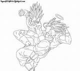Goku Vegeta Majin Dragon Dbz Buu Colorir Dibujo Peleando Freezer Lineart Desenhos Lapiz sketch template