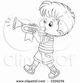 Trumpet Playing Boy Clipart Marching Outlined Illustration Royalty Bannykh Alex Vector 2021 sketch template