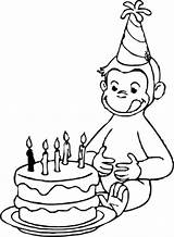 Coloring Birthday George Curious Pages Happy Cake Grandpa Disney Kids Drawing Card Boys Printable Drawings Print Boy Color Clipart Mouse sketch template