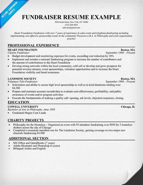 fundraiser resume resume samples   industries pinterest