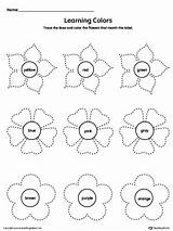 Worksheets Worksheet Tracing Flowers Colors Color Coloring Drawing Learning Kindergarten Preschool Name Printable Pages Trace Shapes Colour Activities Kids Pre sketch template