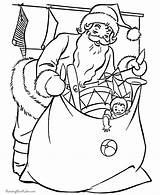 Santa Coloring Christmas Pages Claus Bag Color Gifts Printable Colouring Print Drawing Preparing Clipart Toys Gift Presents Holiday Printing Colorare sketch template