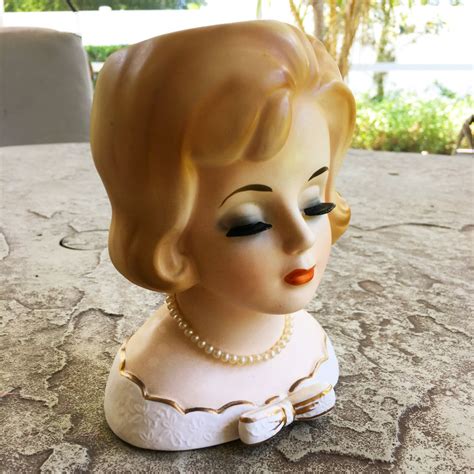 vintage lady head vase national potteries c5675 lady head