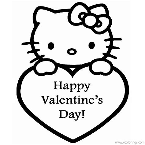 kitty valentines day coloring pages blank template xcoloringscom