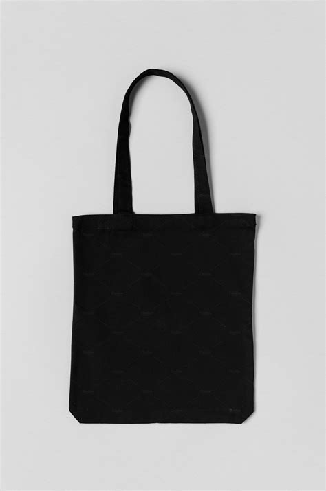 black tote bag mockup   grey  stock photo    beauty fashion stock