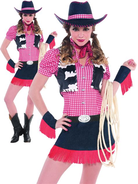 Ladies Rawhide Cowgirl Costume Adults Women Wild West Fancy Dress