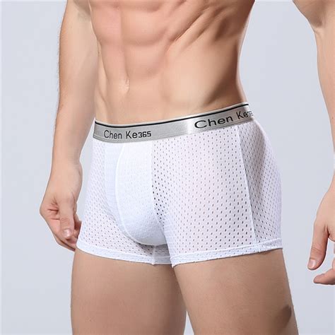 2016 fashionable male breathable mesh boxer shorts new men sexy solid