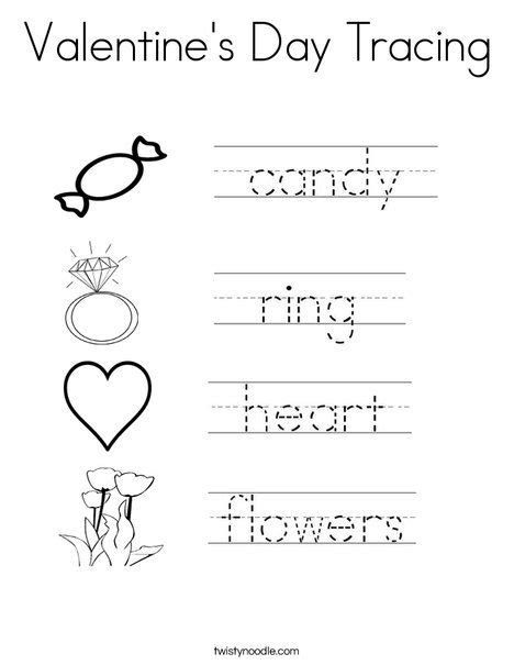 valentines day tracing coloring page valentines day words valentine