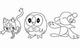 Pokemon Moon Sun Starters Coloring Pages Sketch Template sketch template