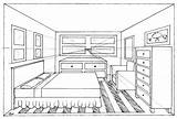 Perspective Room Drawing Point Bedroom Interior Choose Board Two Draw sketch template