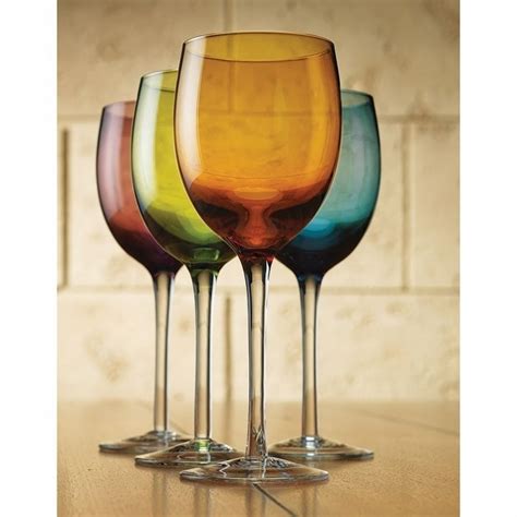 shop colorful wine glasses 12 ounce set of 4 free shipping on