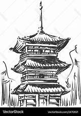 Sketch Japan Temple Landmark Vector Kiyomizu sketch template