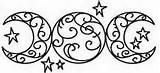 Moon Triple Goddess Tattoo Tattoos Mother Crone Embroidery Maiden Wicca Designs Urban Threads Symbols Star Decal Patterns Sun Coloring Witchcraft sketch template