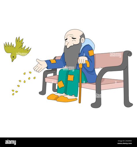 Poor Old Man Stock Vector Images Alamy