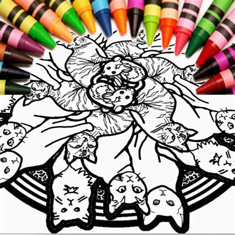 cat mandala coloring page printable  etsy