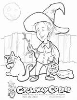 Coloring Halloween Witch Pages Cat Printable Girl Book Printables Kids Kid Comments sketch template