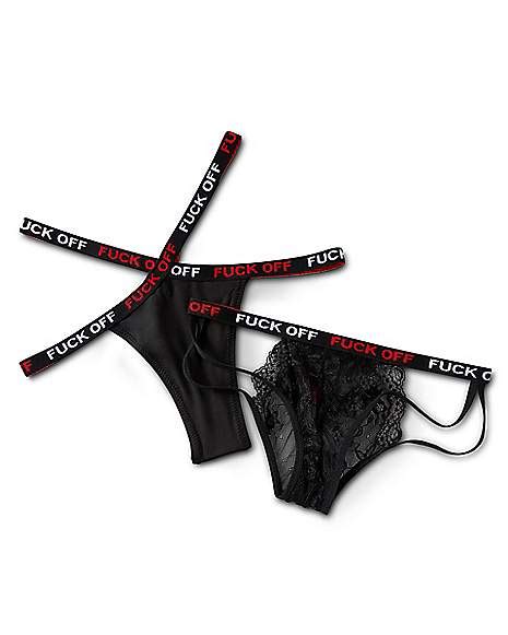 Fuck Off Strappy Thong Panties 2 Pack Spencers