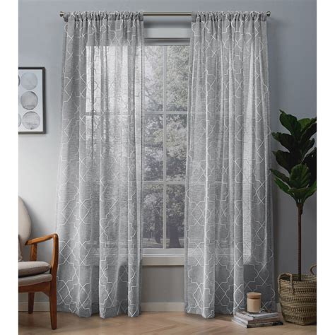 exclusive home curtains  pack cali embroidered sheer rod pocket curtain panels dove grey