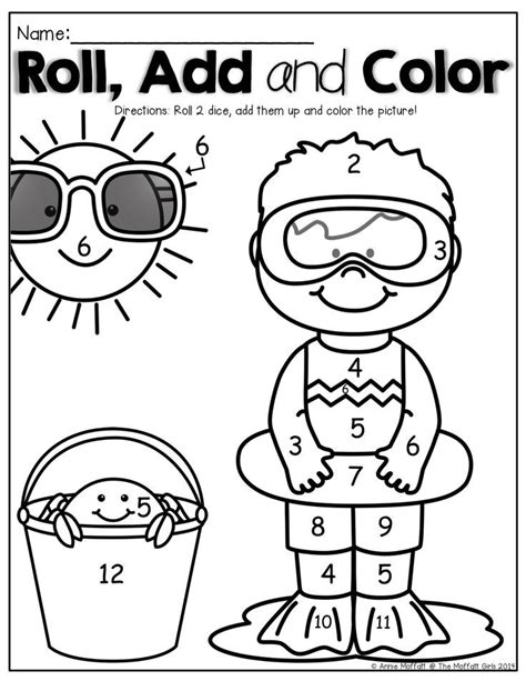 summer color  number kindergarten math activities summer preschool