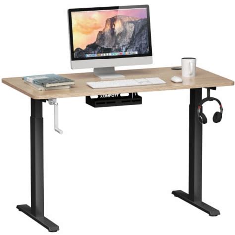 costway  sit stand desk adjustable standing workstation wcrank