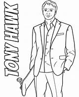 Tony Coloring Hawk Skater Skateboard Print Printable sketch template