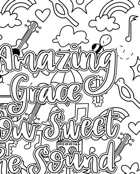 hymn coloring page amazing grace printable hymn   etsy